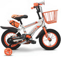 12-Inch Kids Bicycle With Training Wheels & Front Basket – Vibrant Orange