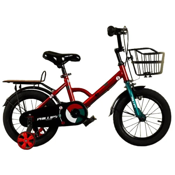 Bicycle with Training Wheels & Front Basket 16 Inch-Red