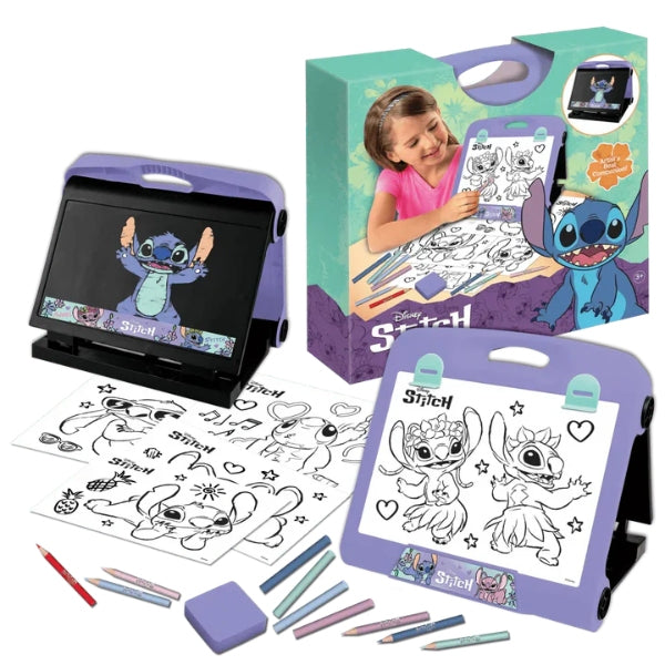 Disney Stitch Travel Art Easel With Chalkboard, Coloring Pages & Art Set, Age 3+