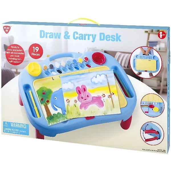 Playgo Draw & Carry Desk with 19pcs With Colouring Set For Kids