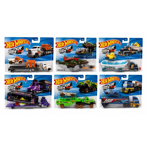 Hot Wheels Super Rigs Assorted 1:64 Scale Hauler & Car Set – Single Piece
