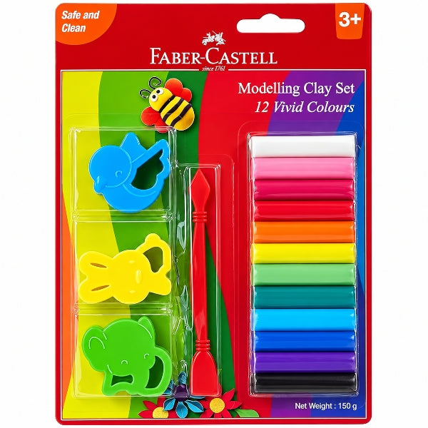 Faber-Castell 12-Colour Modelling Clay Set with Moulds