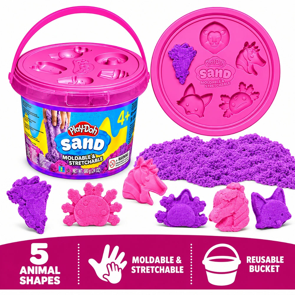 Play-Doh Sand Moldable & Stretchable Animal Shapes Bucket – 680 G