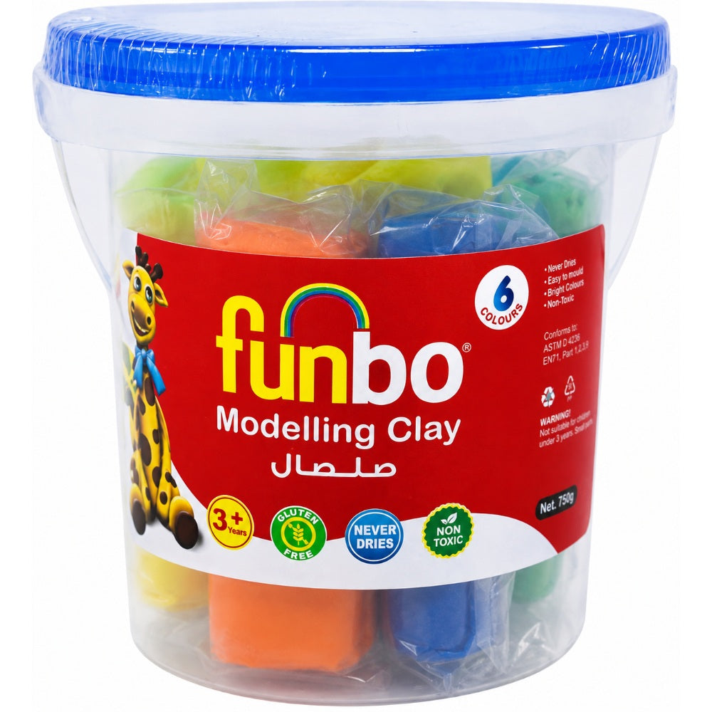 Funbo Modeling Clay 6 Colors 100G With Mould Cutters & Bucket