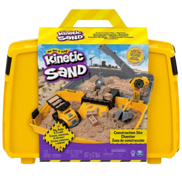 Kinetic Sand Constriction Site Folding Sandbox Playset With Vehicle For Kids- 2lbs