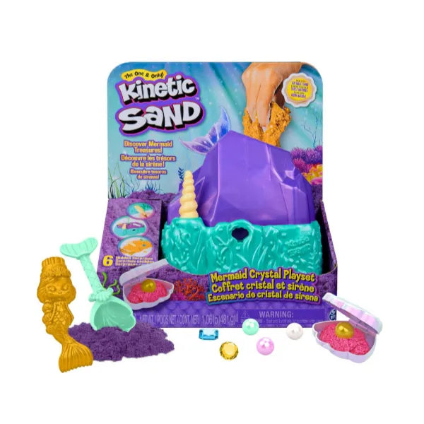 Kinetic Sand Mermaid Crystal Sensory Playset with Tools and Storage