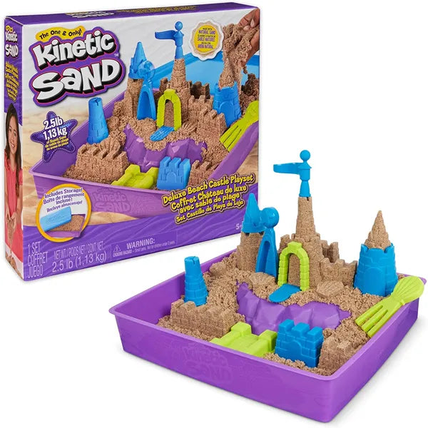 Kinetic Sand Beach Castle Playset – 2.5lbs Sand, Tools & Molds