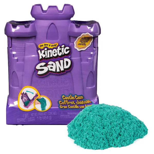 Kinetic Sand Castle Case with Teal Play Sand – Storage & Play Set