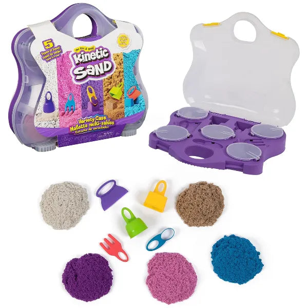 Kinetic Sand Variety Case with 5 Tools & 5 Colors – Play Sand 2lbs