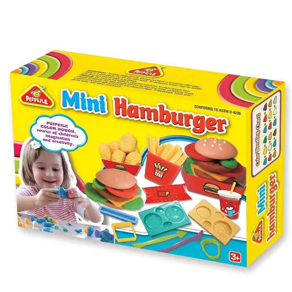 Peipeile Play Dough Creations Burger Maker Playset- 4 Colors