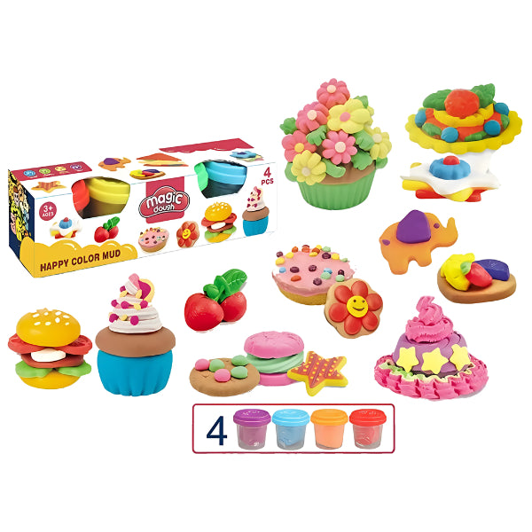 Happy Colour Magic Dough – 4 Pack Modeling Clay Set