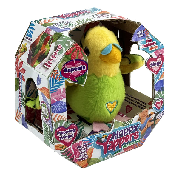 Happy Yappers Green Parakeet Interactive Plush Toy For Kids – Talking, Singing & Wing-Flapping Bird alternate