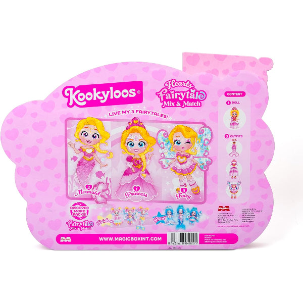 دمية Kookyloos Fairytale Mix & Match Hearts الخيالية 3 في 1 مع أزياء الأميرة وحورية البحر والجنية alternate
