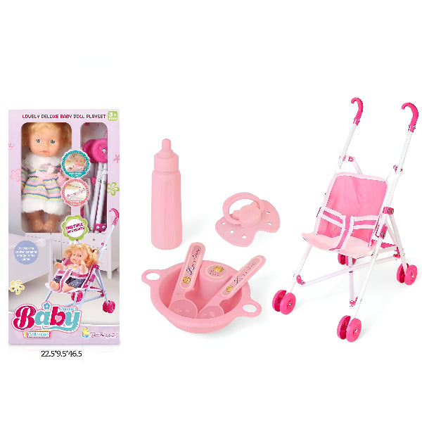10 Inch Baby Doll Set With Stroller