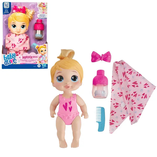 Hasbro Baby Alive Shampoo Snuggle Harper Hugs Blonde Hair Water Baby Doll