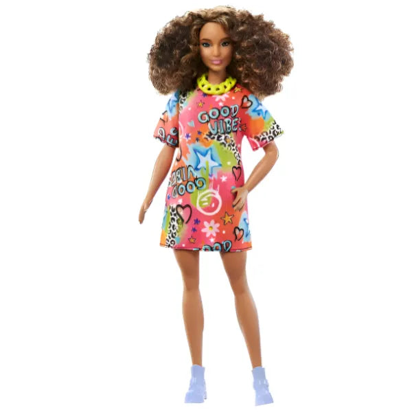 Barbie Fashionistas Doll Brunette With Graffiti Dress