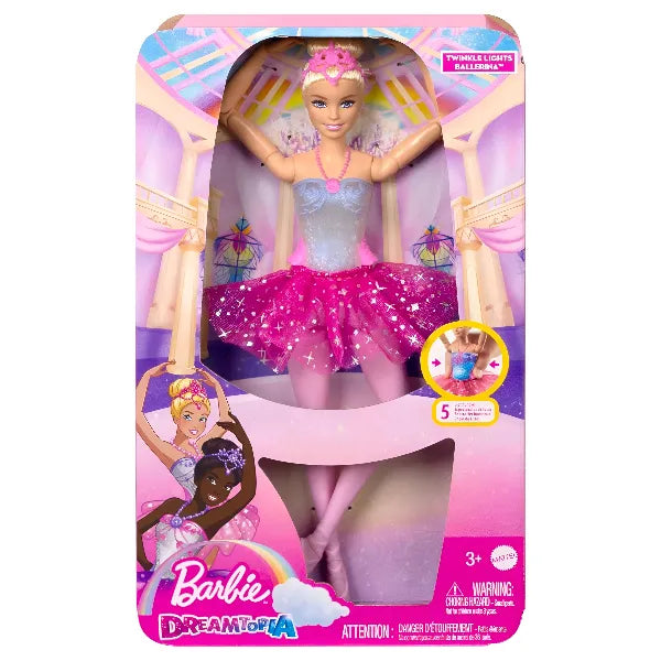 Barbie Dreamtopia Twinkle Lights Ballerina Doll – Blonde, Pink Tutu, Light-Up Bodice Toy for Girls