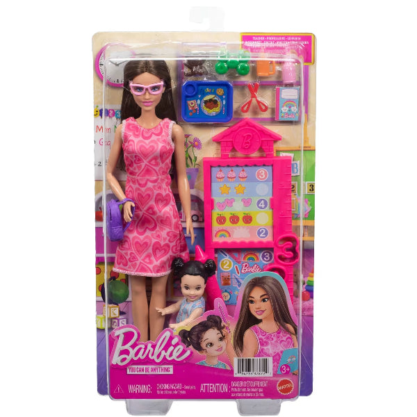 Barbie Careers Kindergarten Teacher Playset With Brunette Doll, Classroom Accessories & Student Doll For Kids