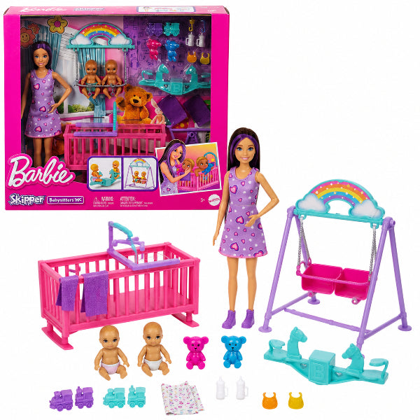 Barbie Skipper Babysitters Inc. Twin Nursery Playset With Skipper Doll, Twin Babies & Accessories For Kids