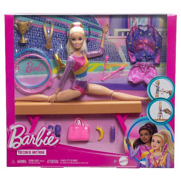 Barbie Gymnastics Playset With Blonde Gymnast Doll, Balance Beam, Flip Feature & 10+ Accessories For Kids