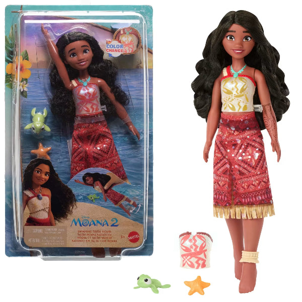 Disney Moana 2 Swimming Tautai Moana Fashion Doll With Color-Change Outfit, Ocean Friends & Interactive Water Play For Kids