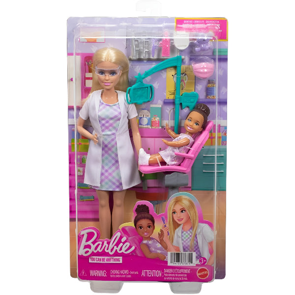 Barbie Careers Dentist Playset With Blonde Dentist Doll, Toddler Patient, Dental Chair & Interactive Accessories For Kids