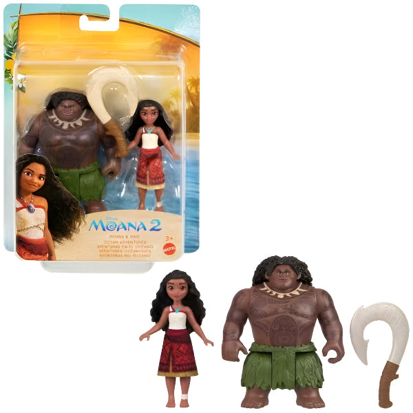 Disney Moana 2 Moana & Maui Ocean Adventures 2-Pack Small Dolls With Magical Hook Accessory