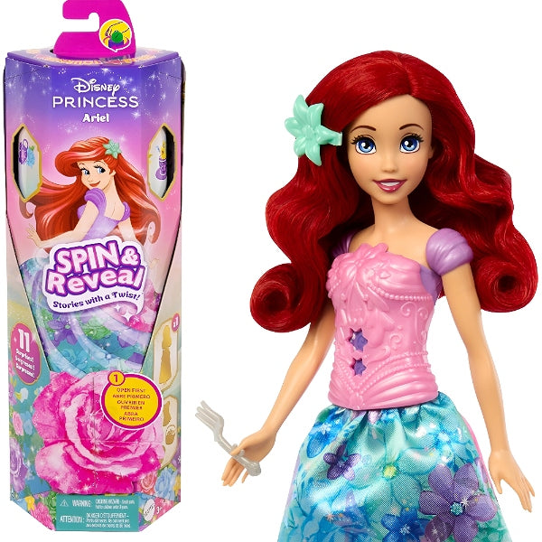 Disney Princess Spin & Reveal Ariel Fashion Doll Set With 10 Surprises & Accessories