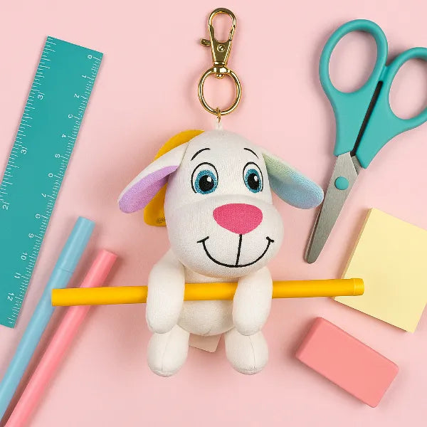 Crayola - Colour Me Plush Backpack Clip - Dog - White alternate