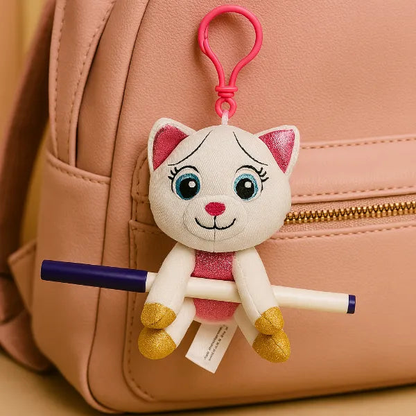 Crayola - Colour Me Plush Backpack Clip - Cat - White alternate