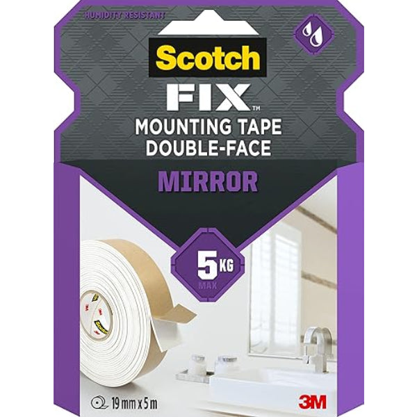 Scotch-Fix Mirror Mounting Tape 4496W – 19Mm X 1.5M Double-Sided Foam Tape