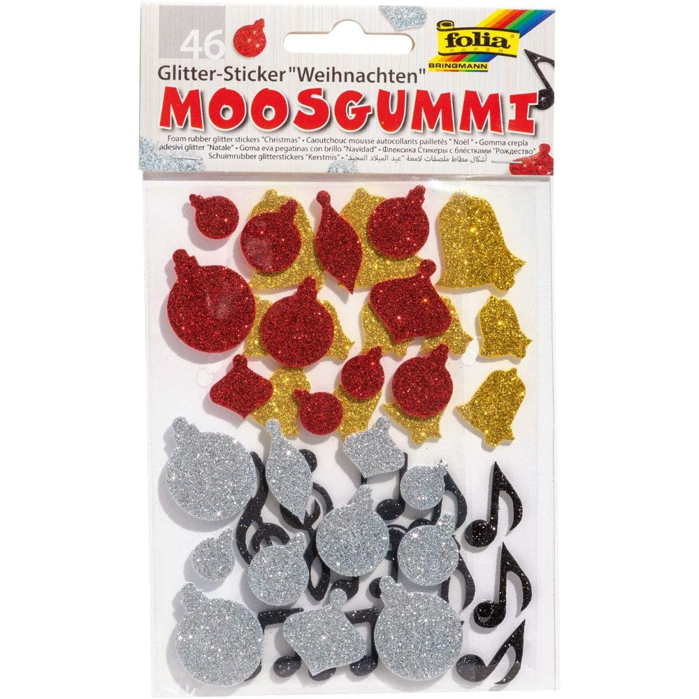 Folia Foam Rubber Glitter Stickers- 46 Assorted Pieces