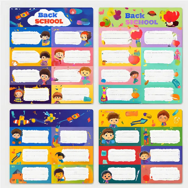 ملصقات أسماء Q LINE ذاتية اللصق – تصميمات متنوعة (8 أوراق)
