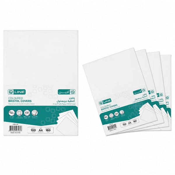 Q Line White Bristol Cover A4 – 100 Sheets