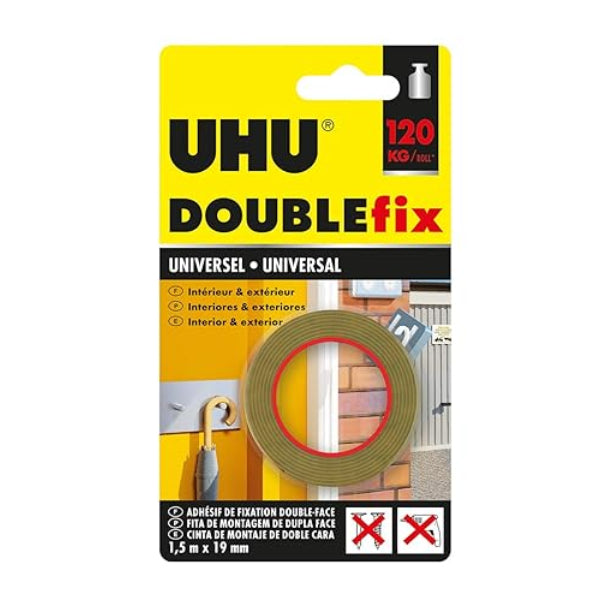 Uhu Doublefix Universal Double Sided Adhesive Tape Ultra Strong 1.50 M X 19 Mm