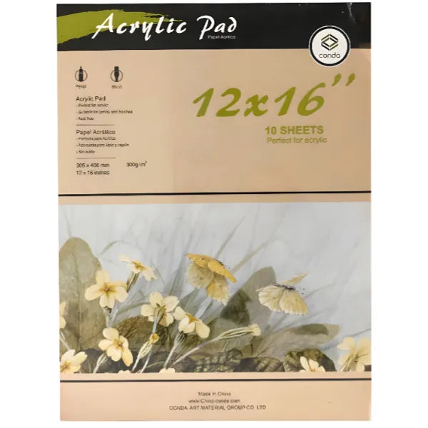 Conda Group 10 Sheets Oil And Acrylic Pad, 300 G, 12 X 16 Inch