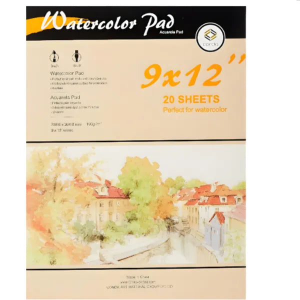 Conda Group 20 Sheets Water Color Pad, 190 G, 9x12inch Size