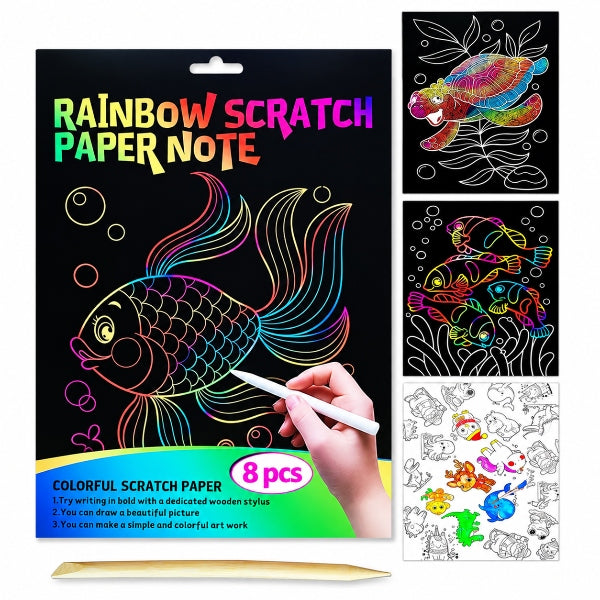 Rainbow Scratch Drawing Paper Kit with Stylus