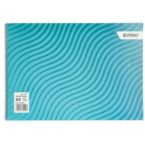 Maxi Drawing A3 Colour Spiral Sketch Book- 20 Sheets