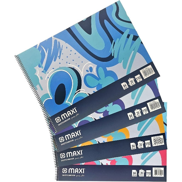 Maxi B4 White Spiral Sketchbook, 20 Sheets, 110 GSM-Assorted ( 1piece Only)