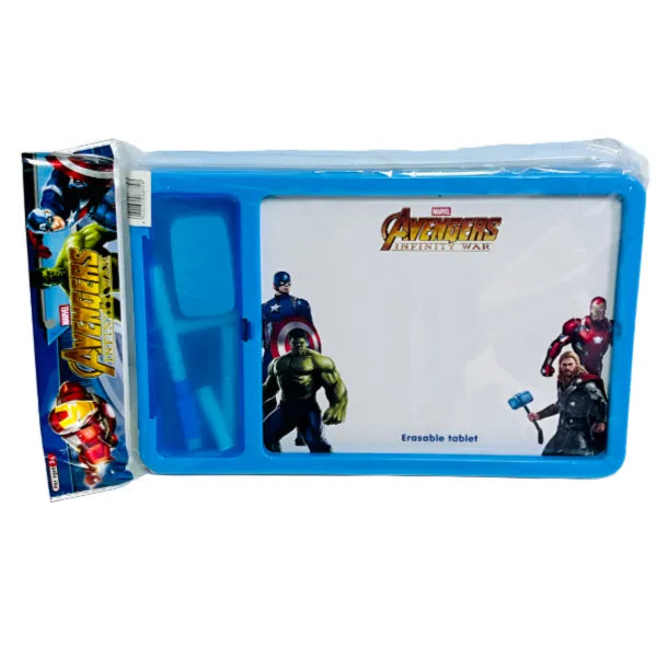 Avengers 2 In 1 Erasable Black&White Board With Marker,Eraser, Chalk