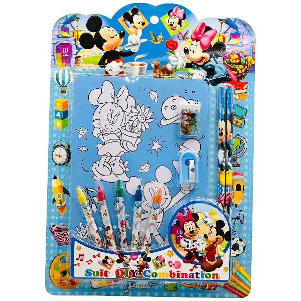 Mickey & Minnie Theme Drawing Pad With Colouring Set