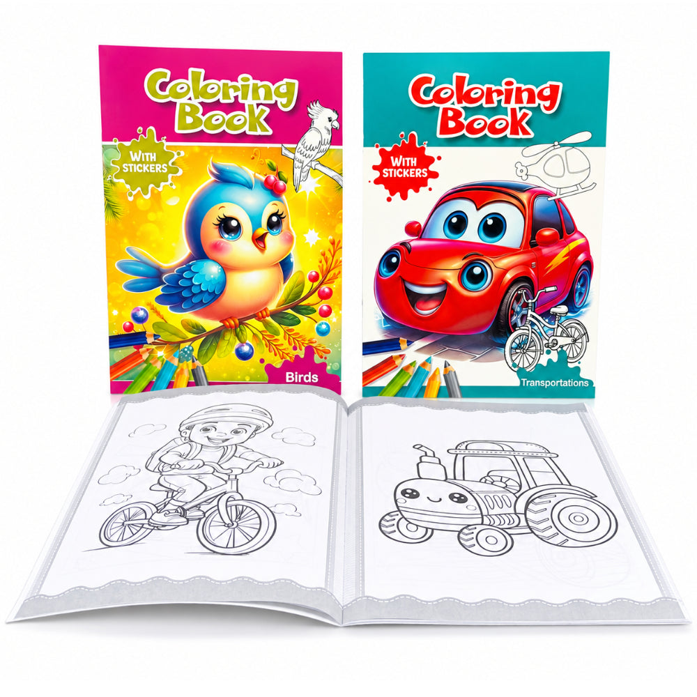 Kids’ Coloring Book With Stickers – 18 Pages