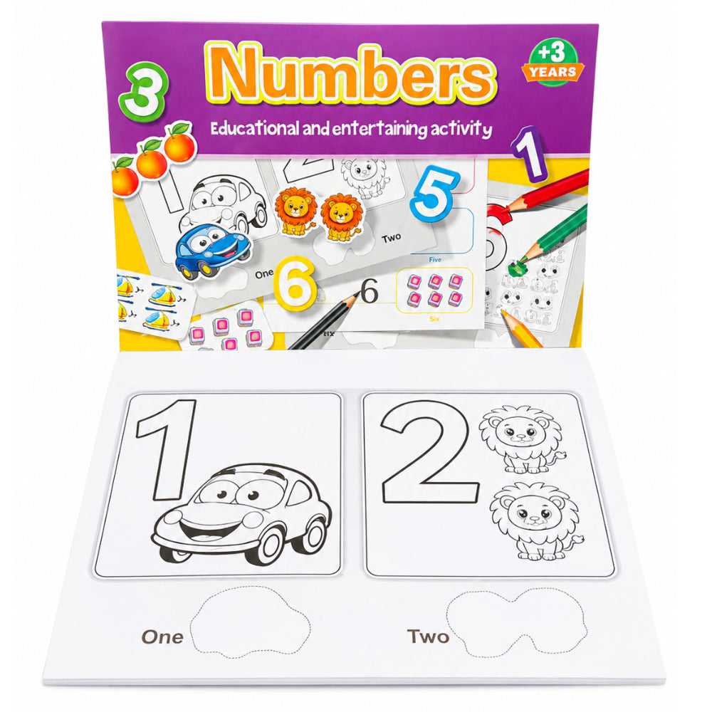 Kids’ Numbers Learning Activity Book With Stickers & Coloring