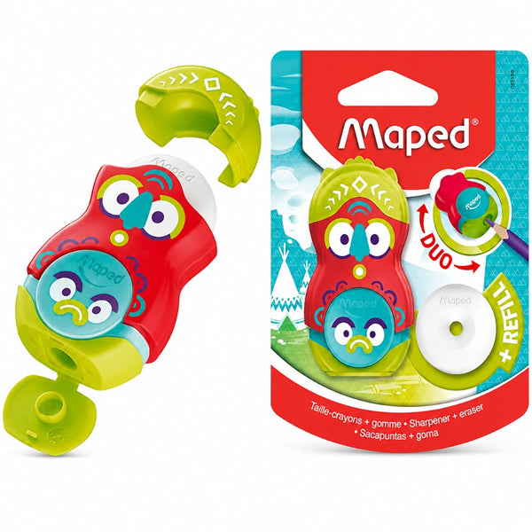 Maped Loopy Duo Pencil Sharpener With Reservoir & Eraser – 1 Hole
