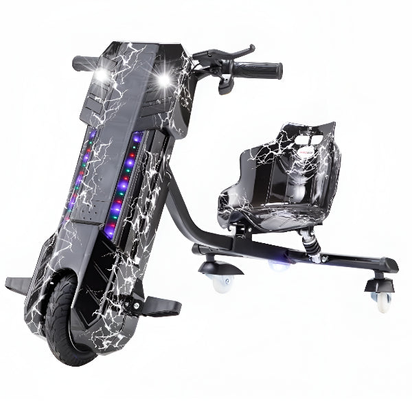 Electric 3-Wheel 36V Drift Scooter With Led Lights -Black