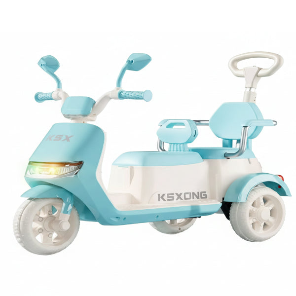 ORBIC Kids 2-Seater 6V Electric Ride-On Motorcycle with Parental Handle – Blue