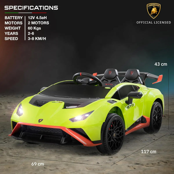 Licensed Lamborghini Battery Operated Ride-On Car for Kids – Electric Toy Car with Music & Lights - Green alternate
