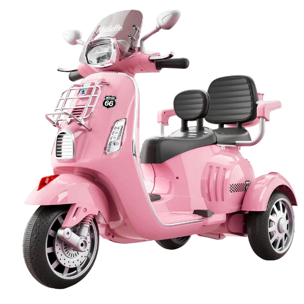Vespa Style Kids Electric Scooter 12V – Two Seater Ride-On (Pink)
