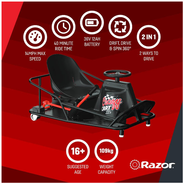 Razor Crazy Cart Xl Ultimate Drifter 22 كم-36 فولت alternate